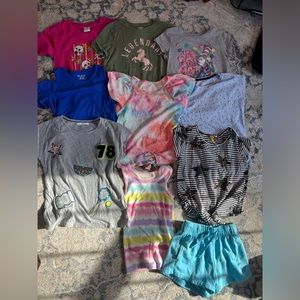 Girls Size Medium / 7-8 Bundle of 10 Items ~ 8 Shirts, 1 Tank, 1 Shorts